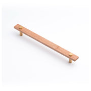 Lenah 224mm Cabinet Handle, Tasmanian Oak & Brushed Gold Face Caps
