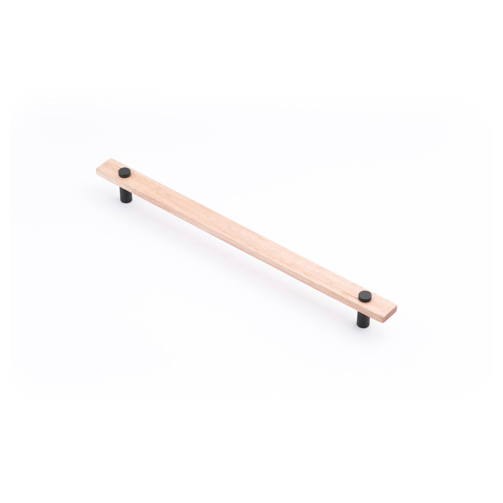 Lenah 288mm Cabinet Handle, Tasmanian Oak & Matt Black Face Caps