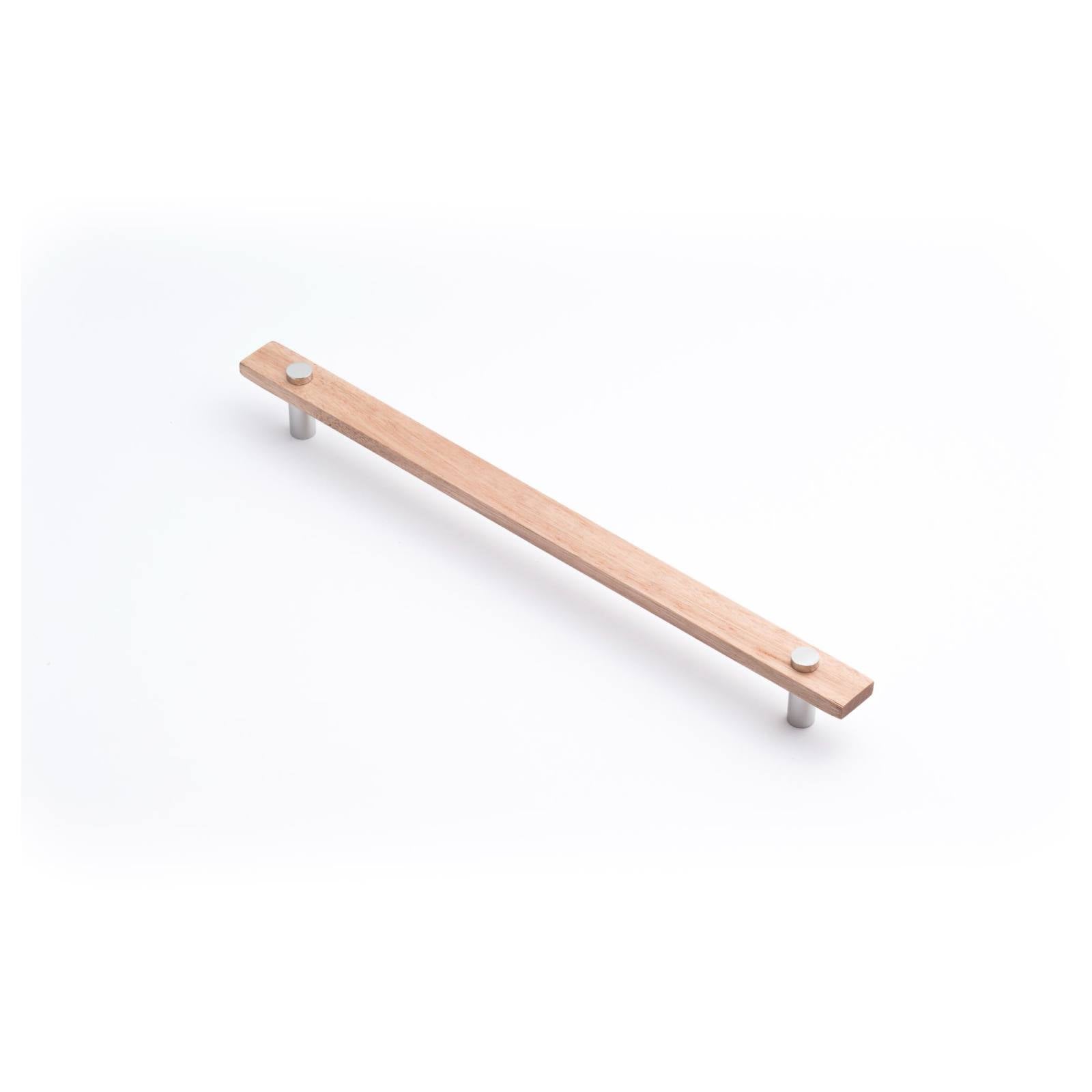 Lenah 288mm Cabinet Handle, Tasmanian Oak & Polished Chrome Face Caps