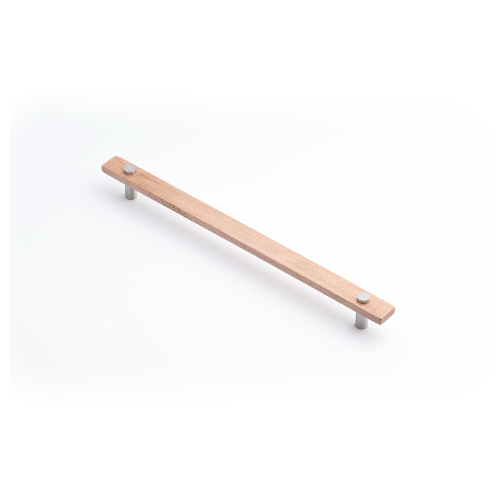 Lenah 288mm Cabinet Handle, Tasmanian Oak & Satin Chrome Face Caps