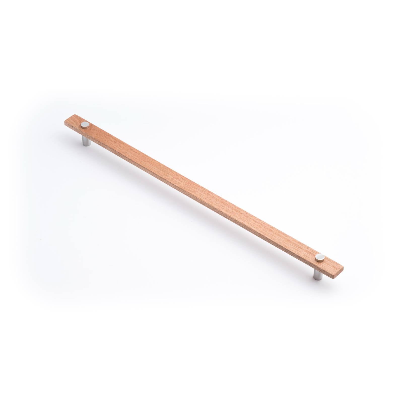 Lenah 416mm Cabinet Handle, Tasmanian Oak & Polished Chrome Face Caps