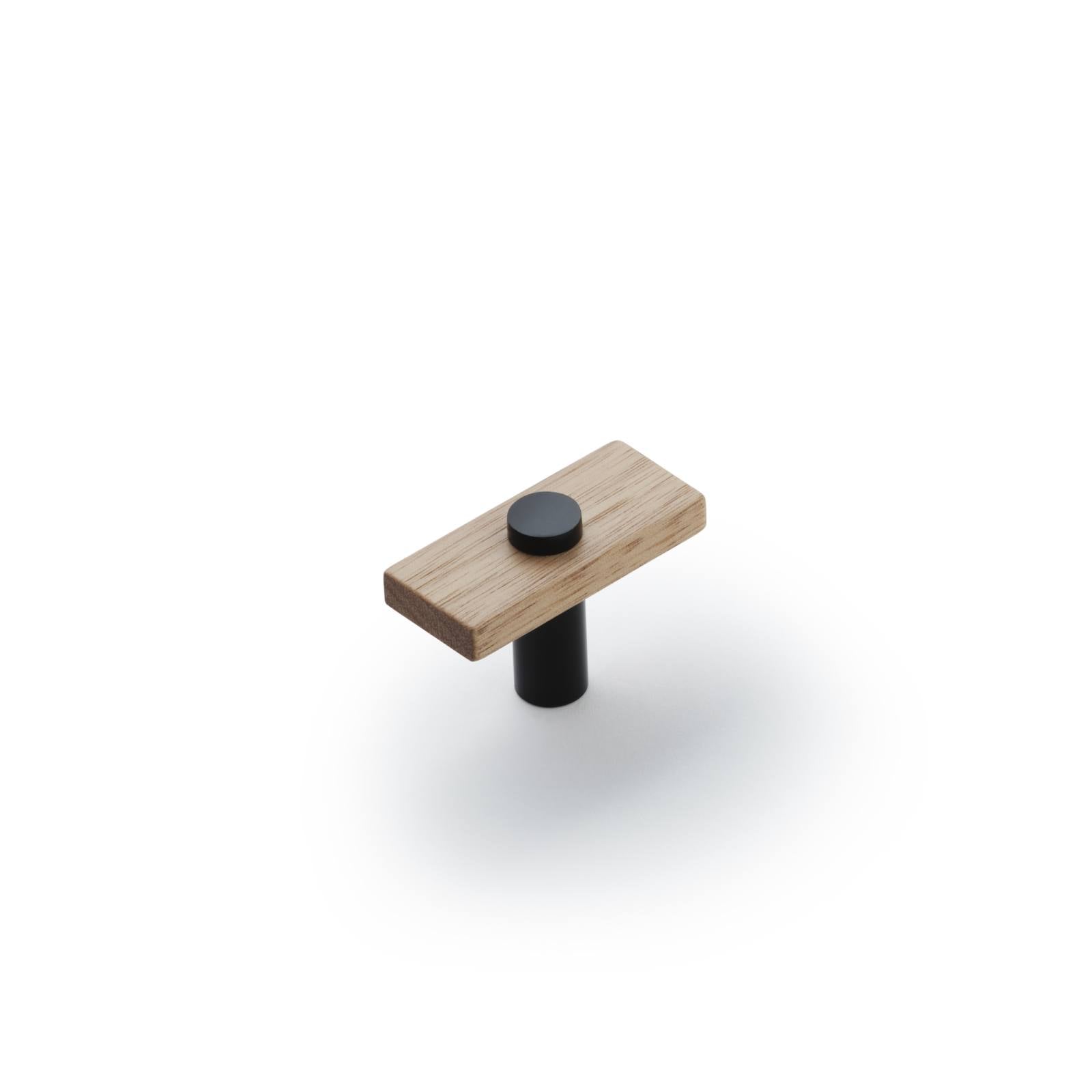 Lenah 50mm T-Bar Handle, European Beech & Matt Black Face Caps