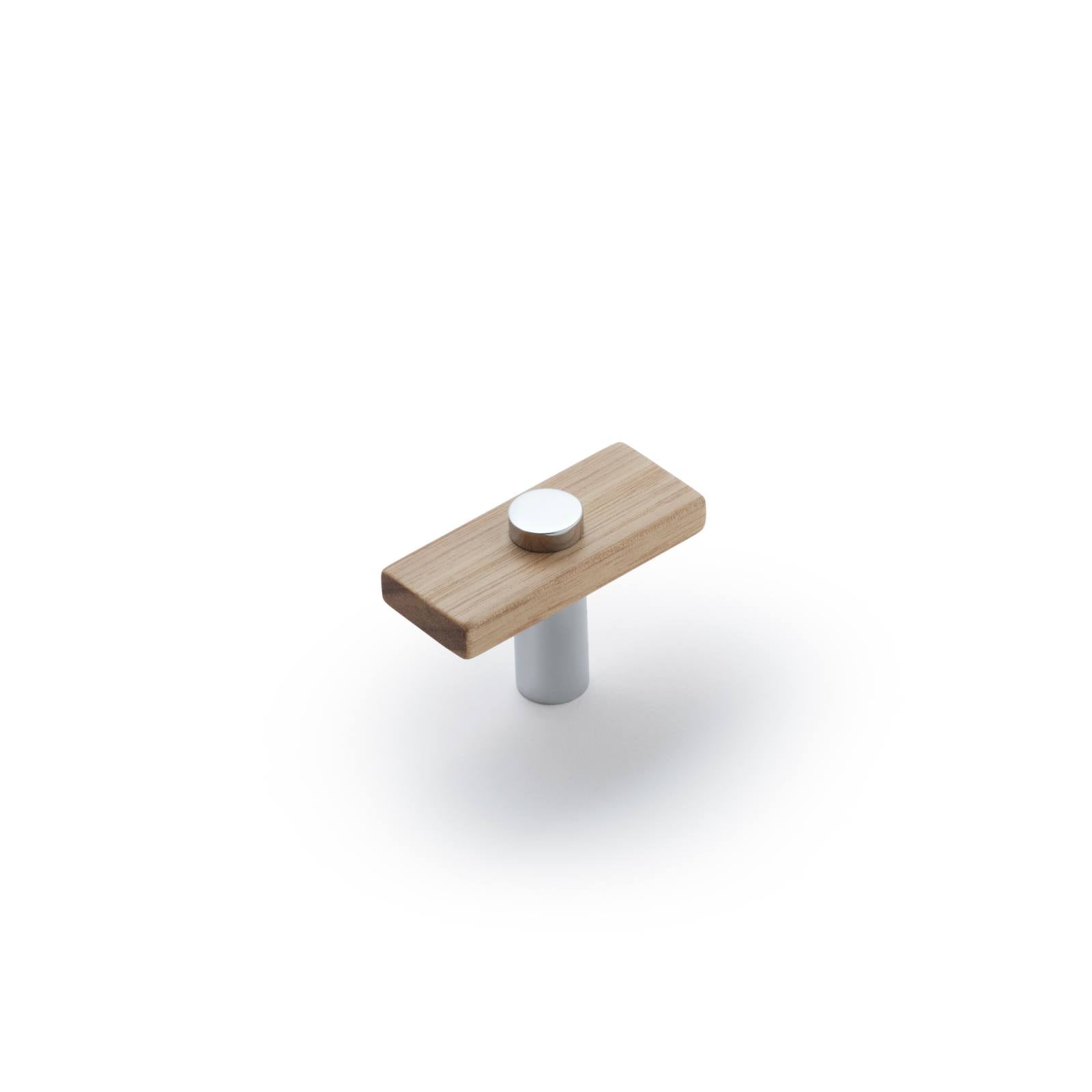 Lenah 50mm T-Bar Handle, European Beech & Polished Chrome Face Caps