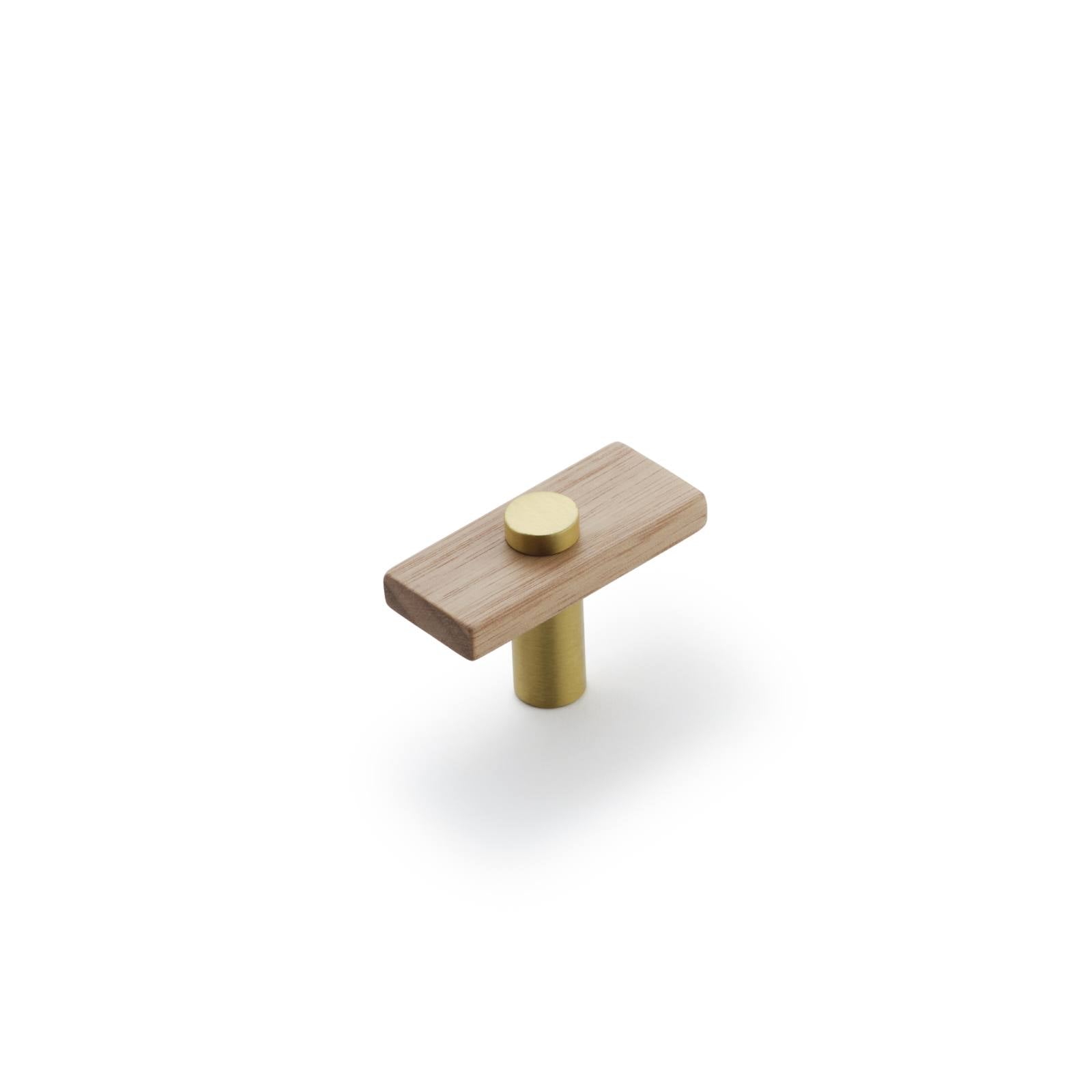 Lenah 50mm T-Bar Handle, European Beech & Brushed Gold Face Caps