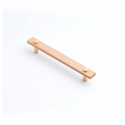 Lenah 160mm Cabinet Handle, European Beech & Polished Gold Face Caps