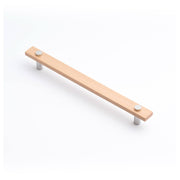 Lenah 224mm Cabinet Handle, European Beech & Polished Chrome Face Caps