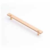 Lenah 224mm Cabinet Handle, European Beech & Polished Gold Face Caps