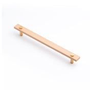 Lenah 224mm Cabinet Handle, European Beech & Brushed Gold Face Caps