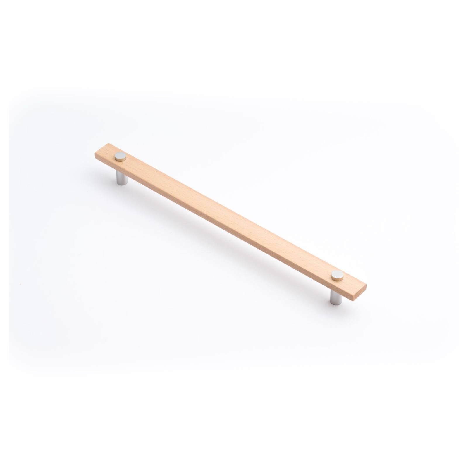 Lenah 288mm Cabinet Handle, European Beech & Polished Chrome Face Caps