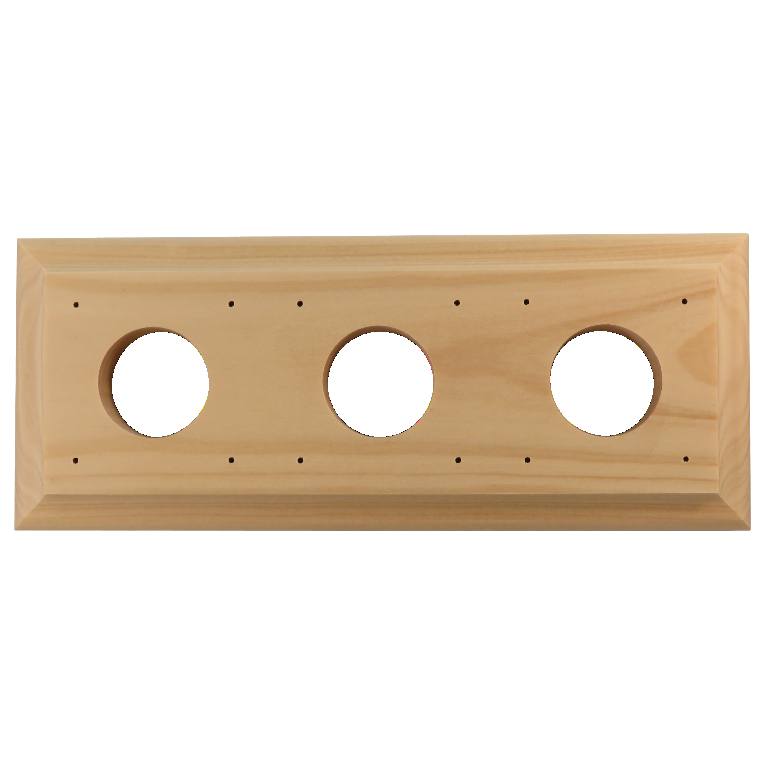 3 Gang Bungalow Rectangle Pine Mounting Block, Raw