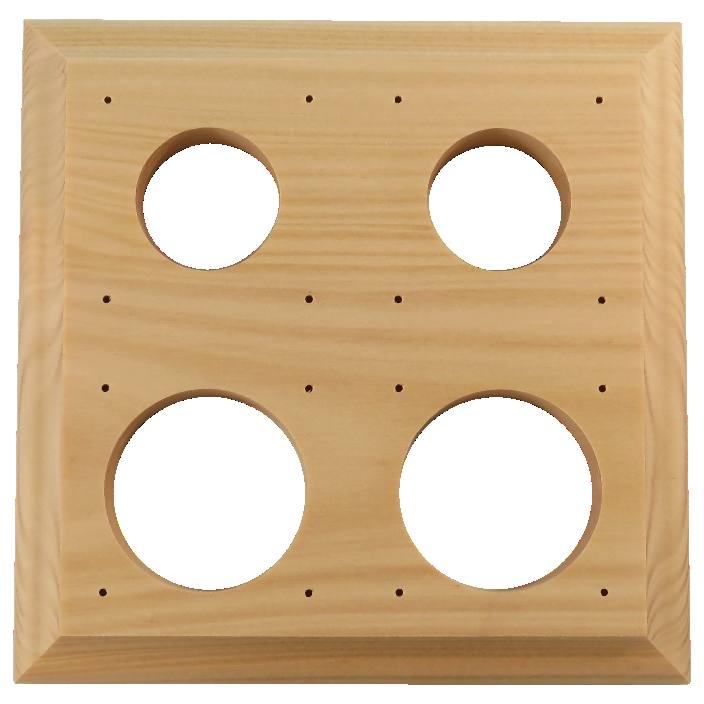 4 Gang Square Mounting Block for Dbl PP, Raw Pine