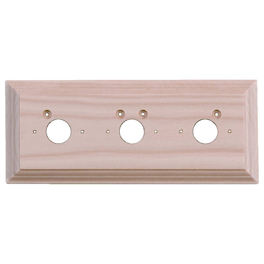 3 Gang Classic Rectangle Pine Mounting Block, Raw