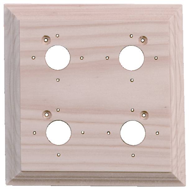 4 Gang Classic Square Pine Mounting Block, Raw