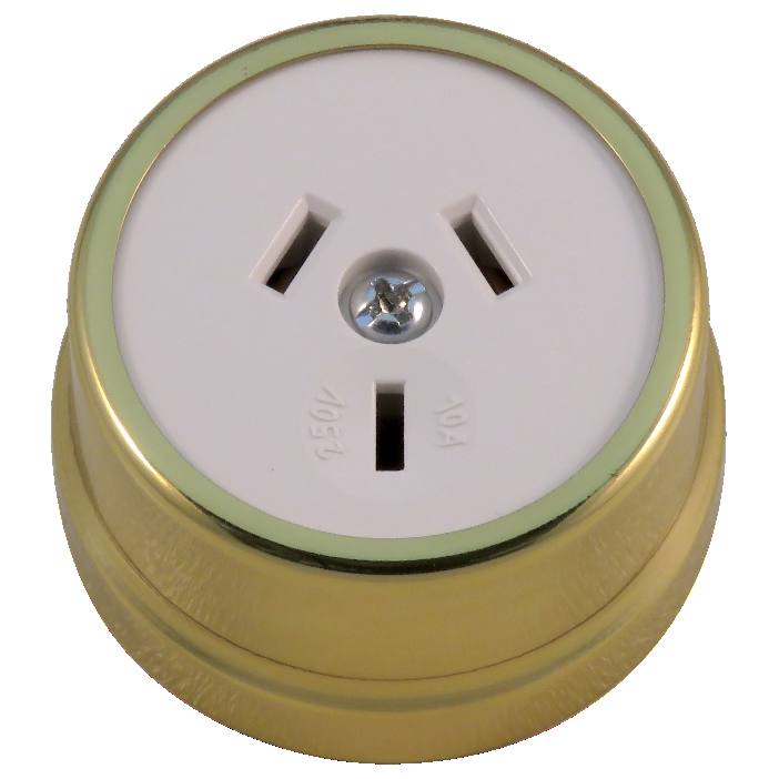 56 Series Socket, White with Brass Cover