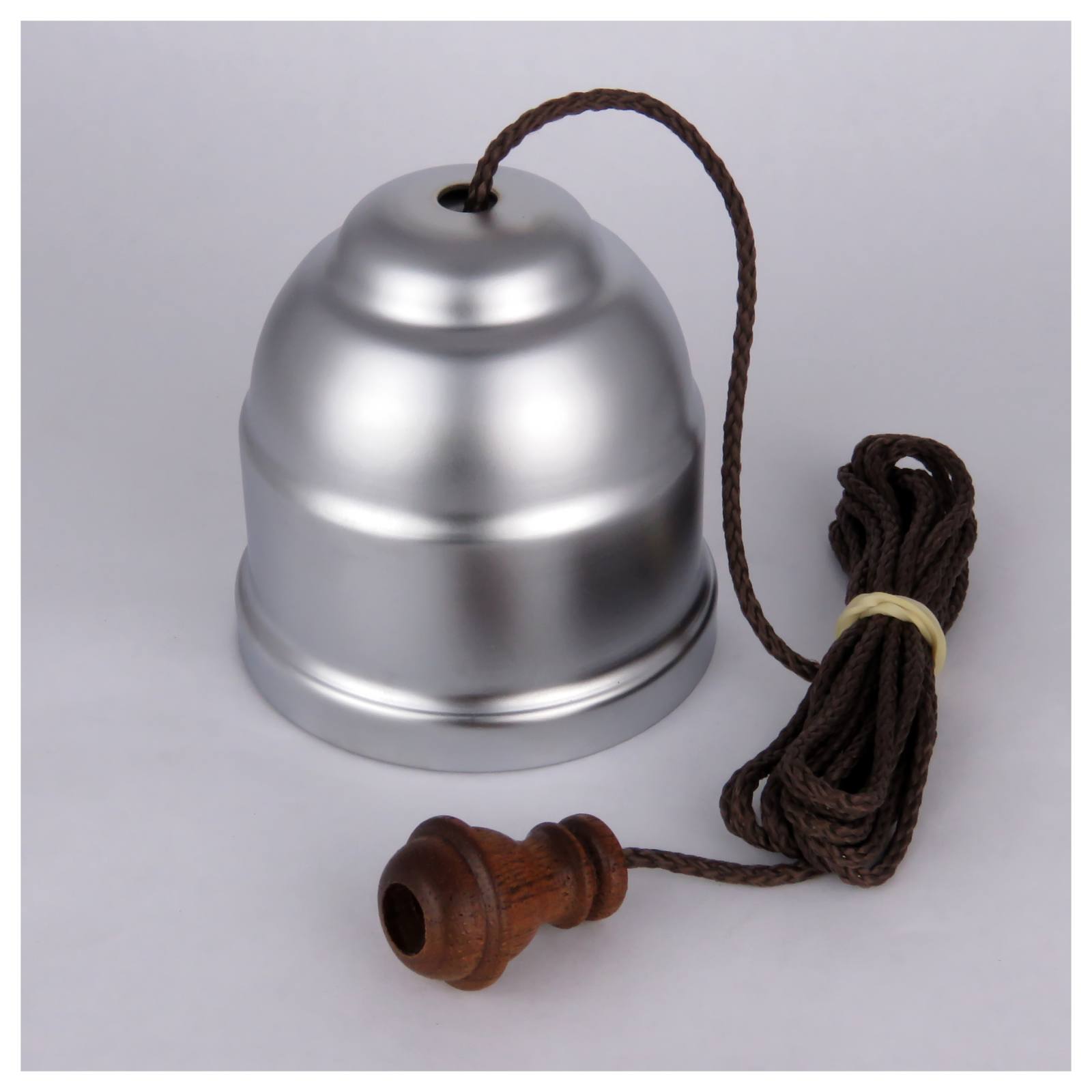 Satin Chrome Ceiling Switch with Brown Cord