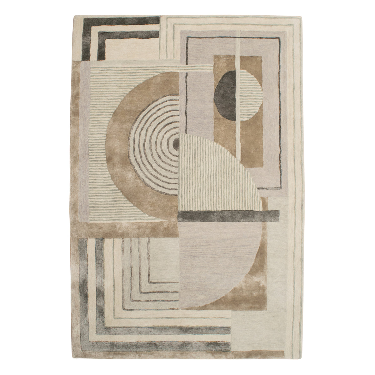 Retro Design 2 350x450cm Wool Rug, Silver