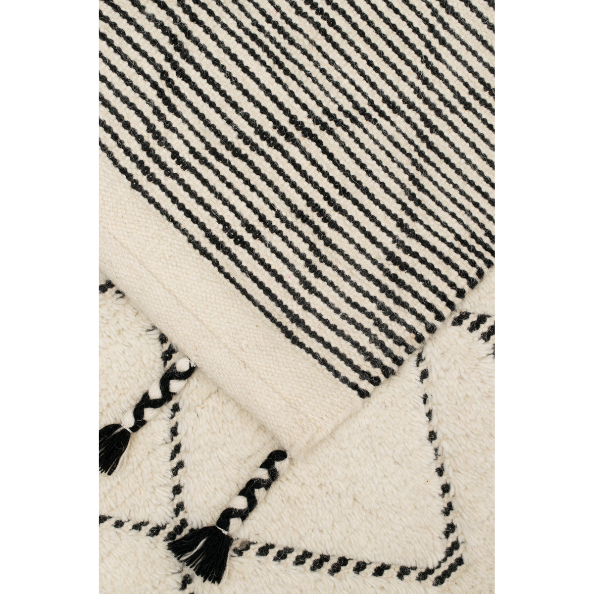 Sahara Diamond 160x230cm Wool Rug, Ivory/Charcoal