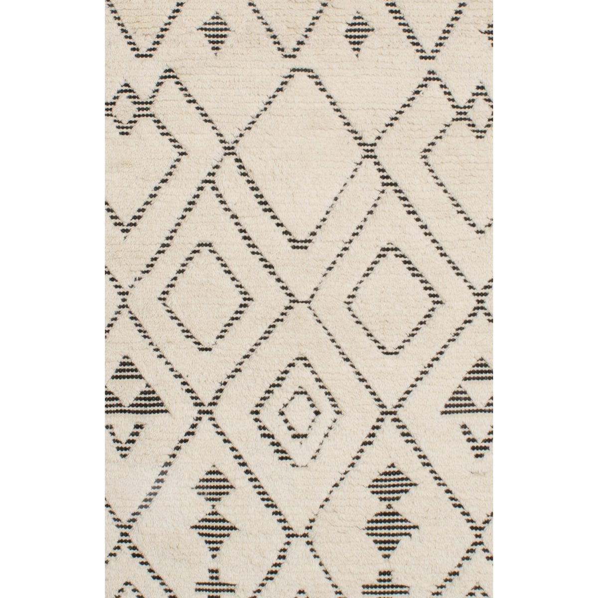 Sahara Diamond 250x300cm Wool Rug, Ivory/Charcoal