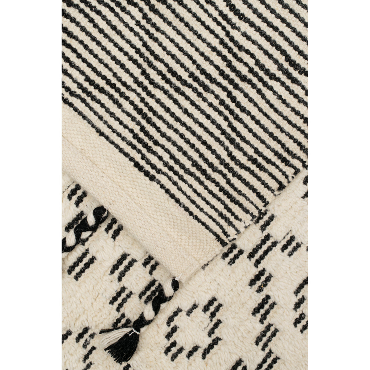 Sahara Trellis 200x300cm Wool Rug, Ivory/Charcoal