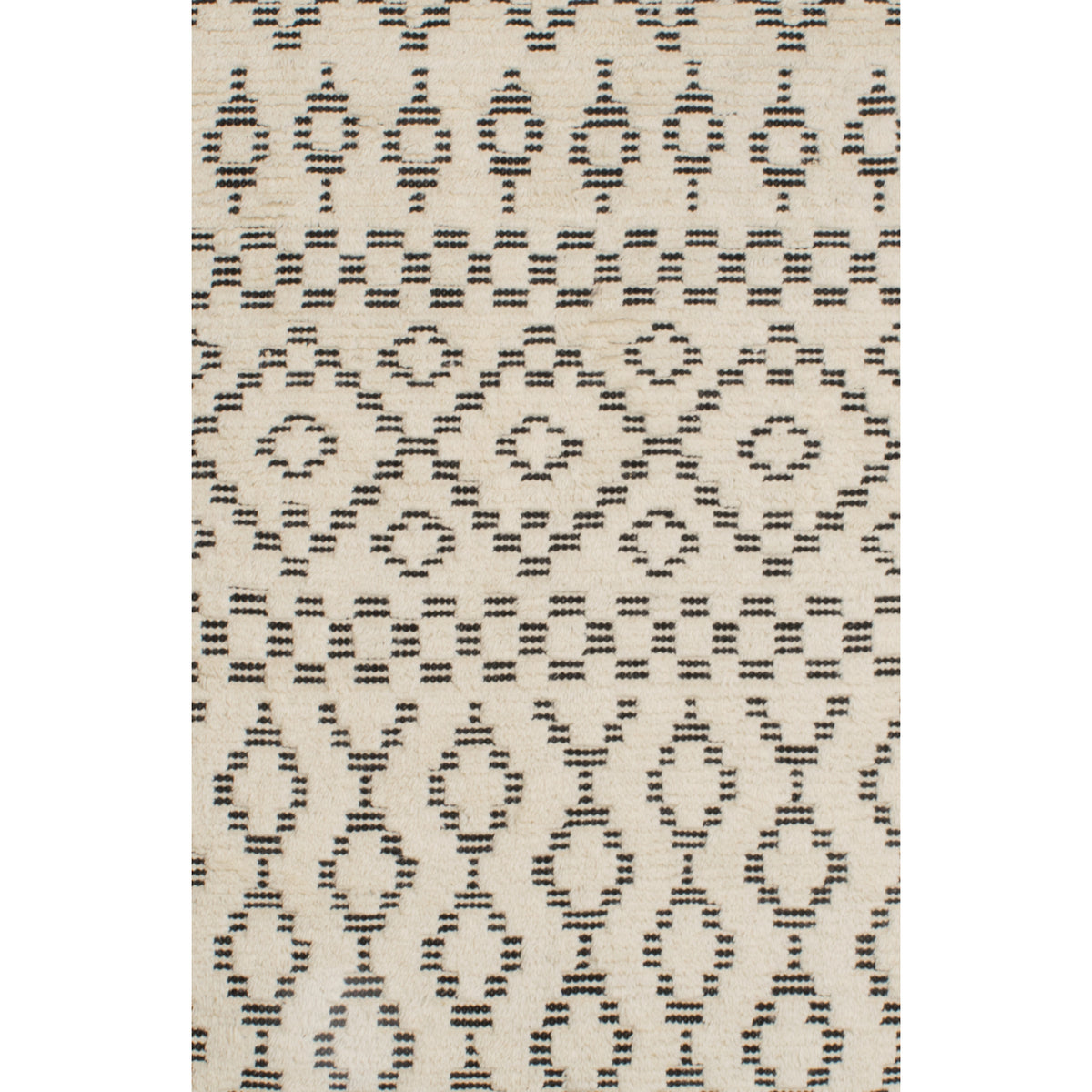 Sahara Trellis 350x450cm Wool Rug, Ivory/Charcoal