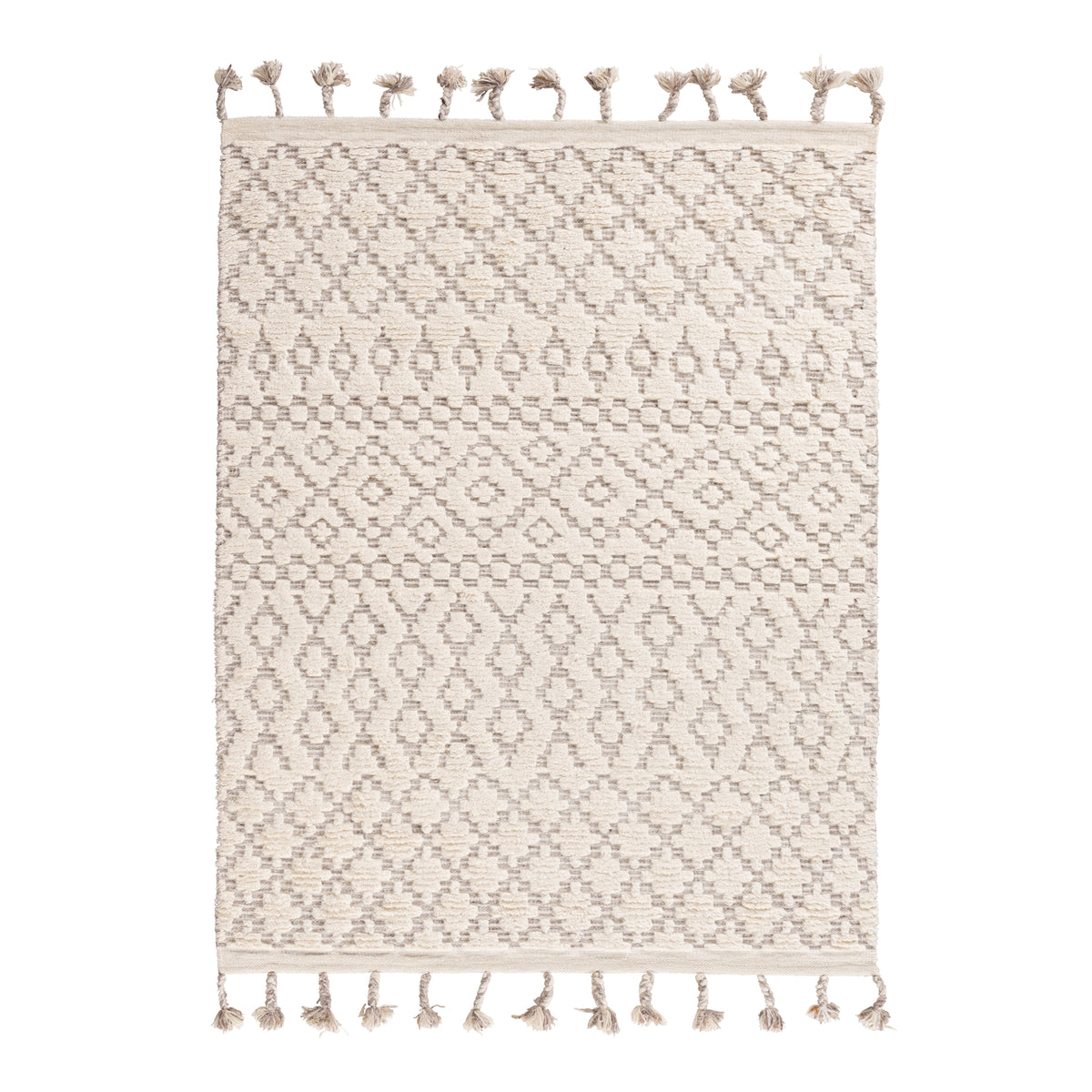 Sahara Trellis 200x300cm Wool Rug, Ivory/Taupe