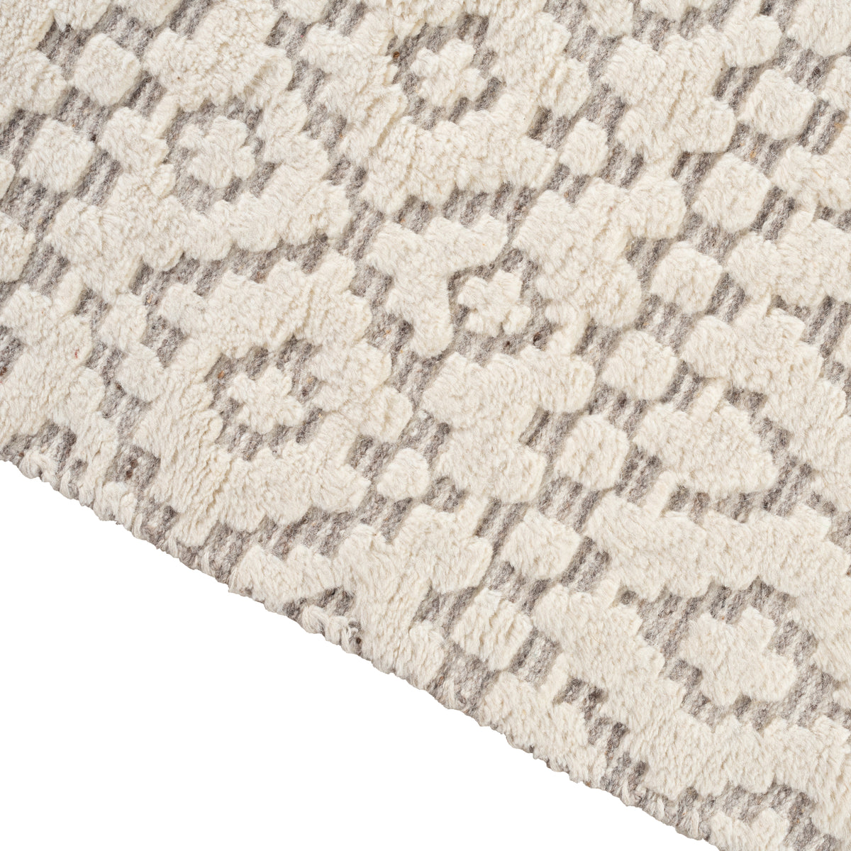 Sahara Trellis 250x300cm Wool Rug, Ivory/Taupe