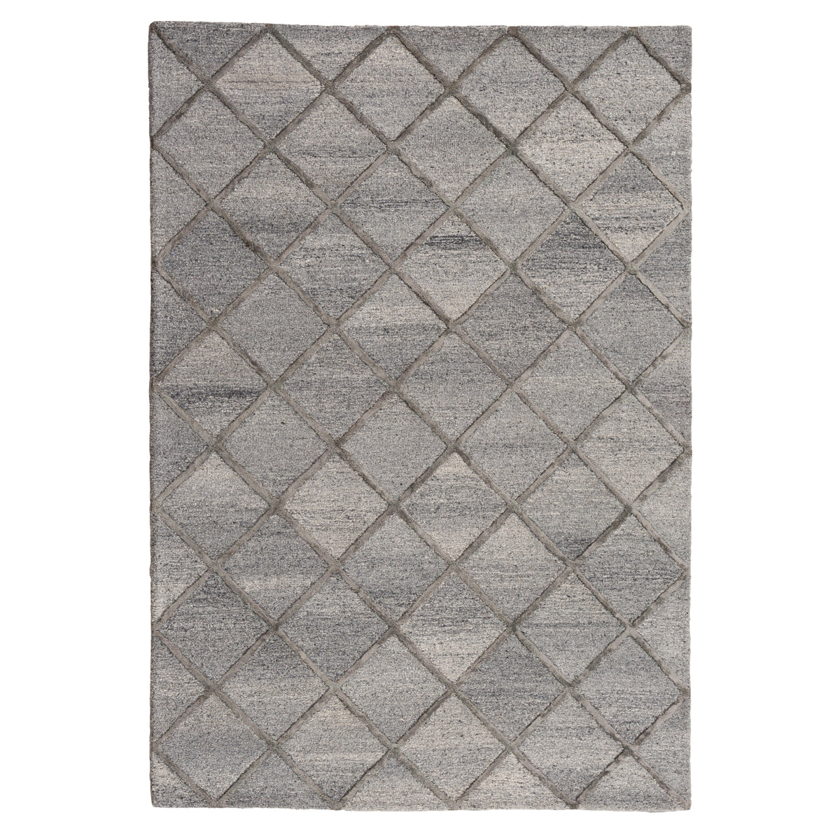 Shimmer Diamonds 250x350cm Wool Rug, Charcoal
