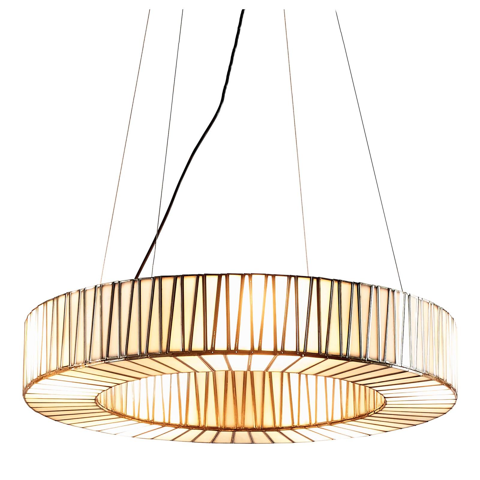 White Moon Ceiling Pendant 75cm Large Brass