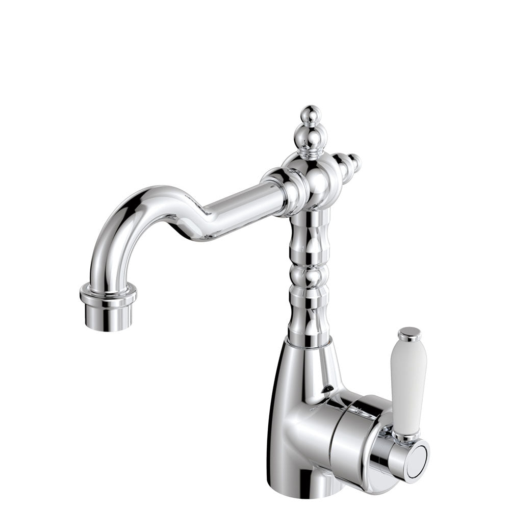 Eleanor Shepherds Crook Basin Mixer, Chrome & Ceramic