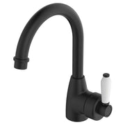 Eleanor Gooseneck Basin Mixer, Matte Black & Ceramic