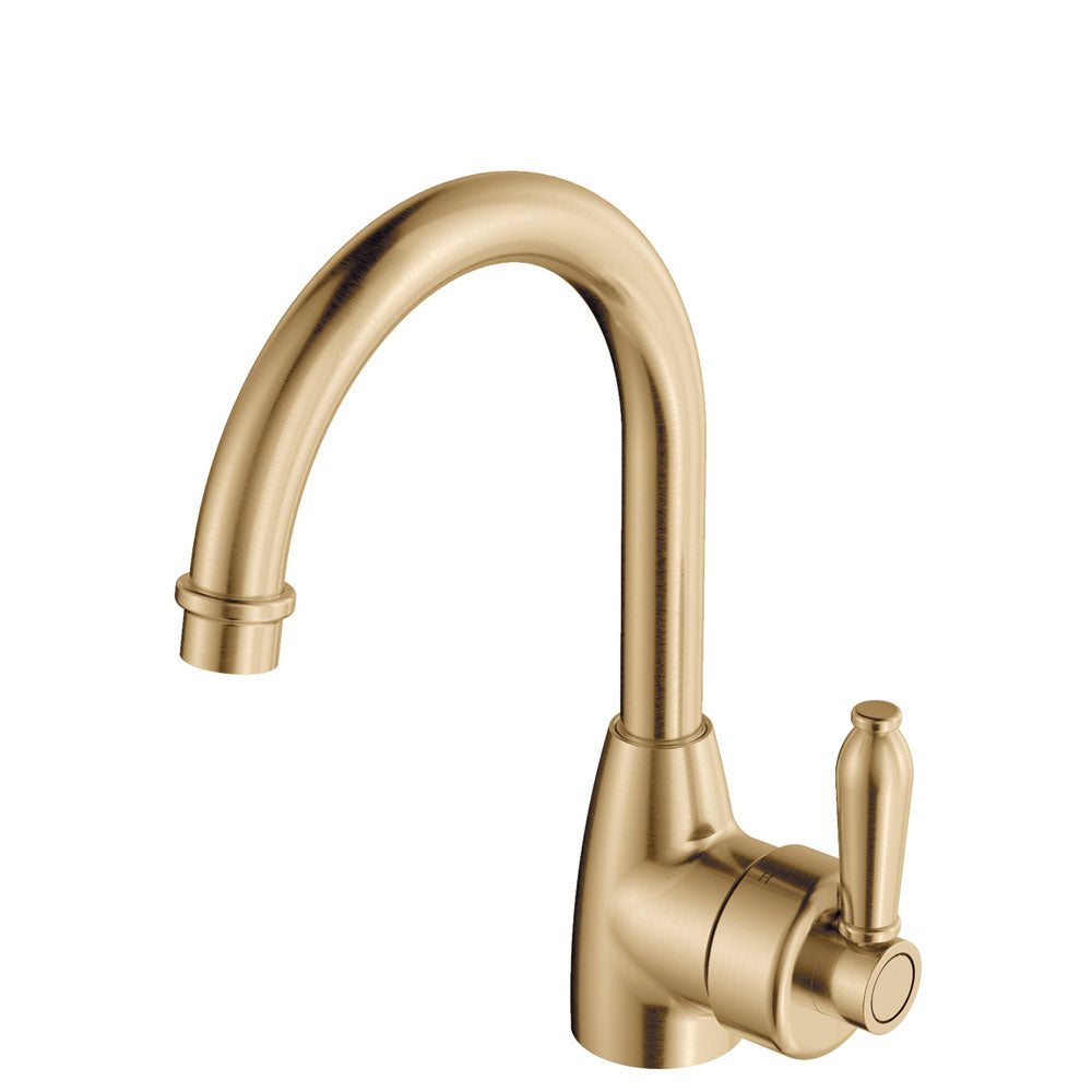 Eleanor Gooseneck Basin Mixer, Urban Brass