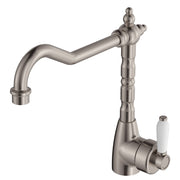 Eleanor Shepherds Crook Sink Mixer, Brushed Nickel & Ceramic