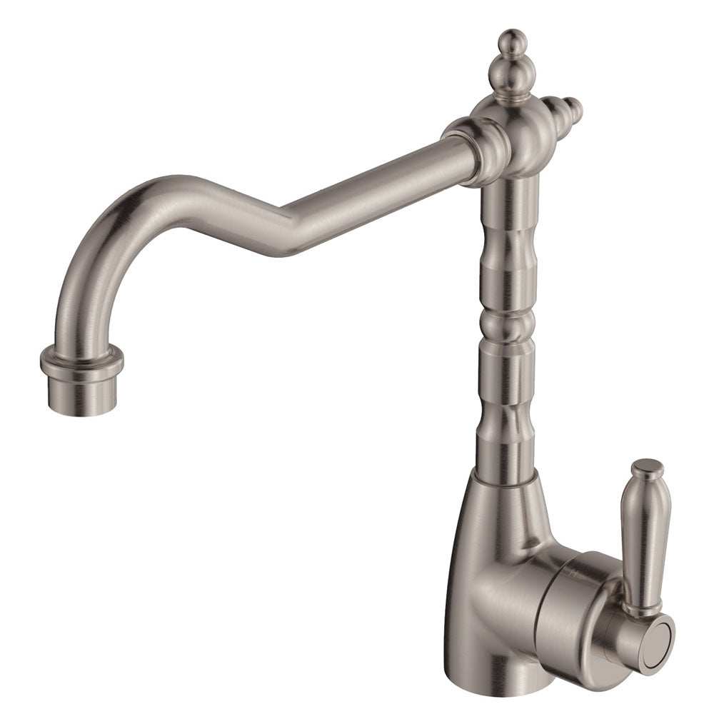 Eleanor Shepherds Crook Sink Mixer, Brushed Nickel