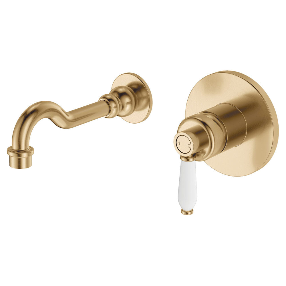 Eleanor Wall Mixer Set, Urban Brass & Ceramic