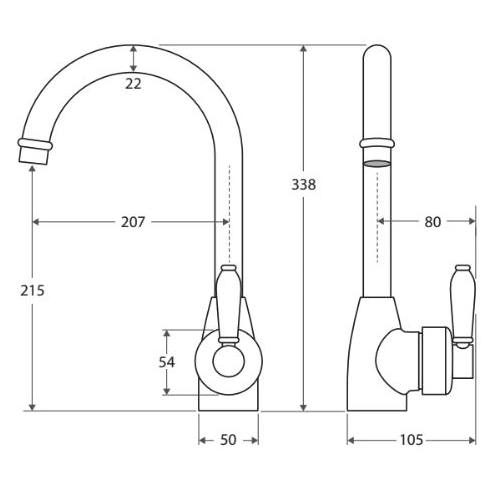 Eleanor Gooseneck Sink Mixer, Matte Black & Ceramic