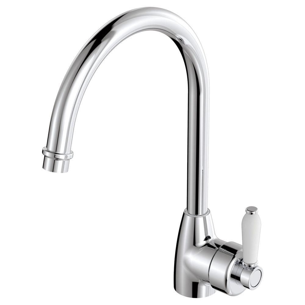 Eleanor Gooseneck Sink Mixer, Chrome & Ceramic
