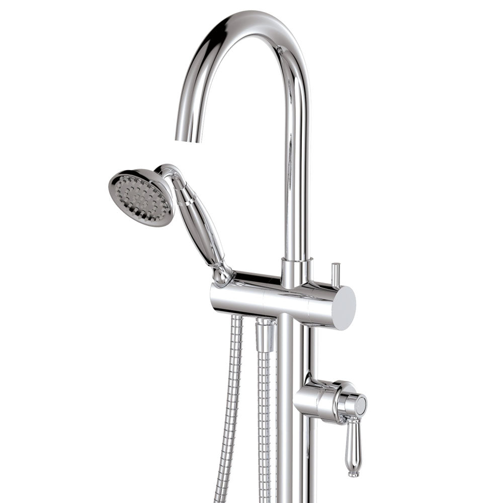 Eleanor Floor Mixer & Shower, Chrome