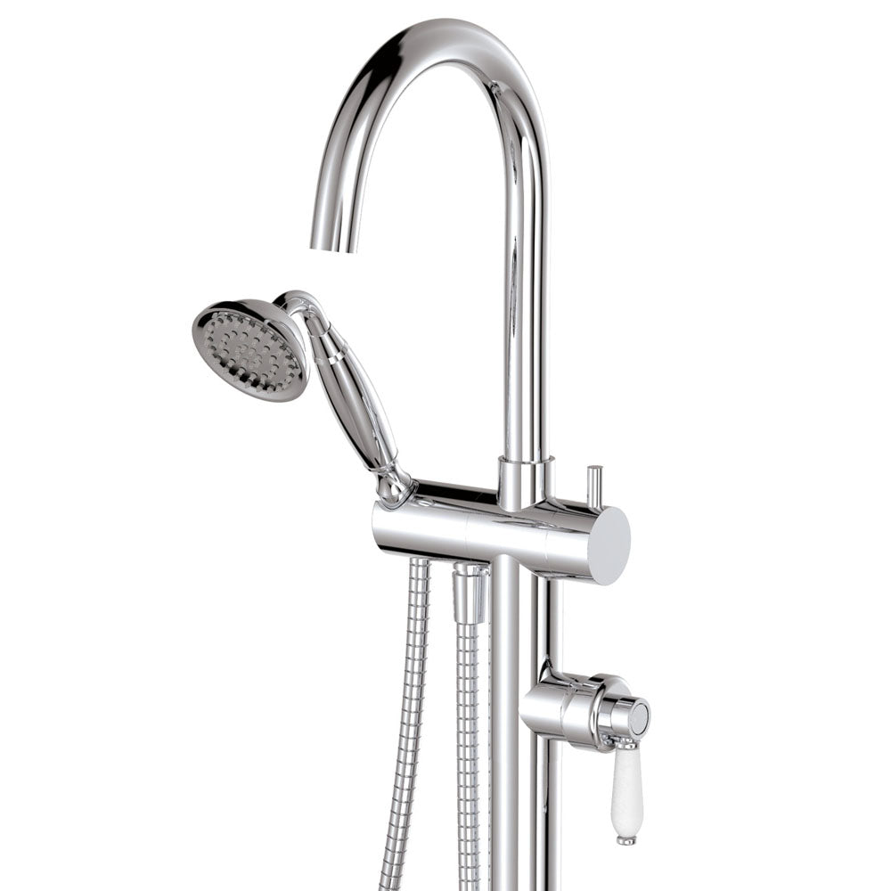 Eleanor Floor Mixer & Shower, Chrome & Ceramic