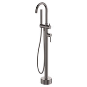 Kaya Floor Mounted Bath Mixer With Hand Shower, Gun Metal