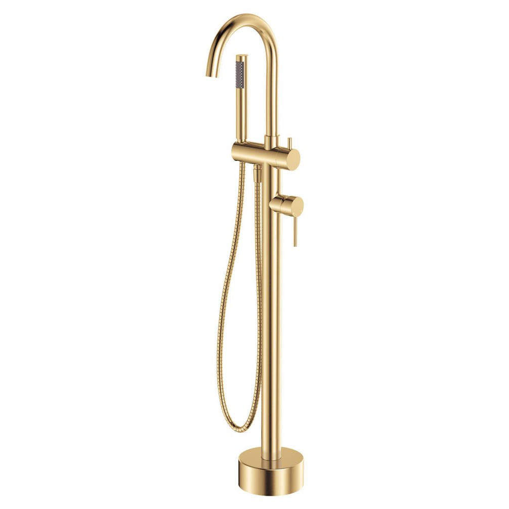 Kaya Floor Mounted Bath Mixer With Hand Shower, Urban Brass
