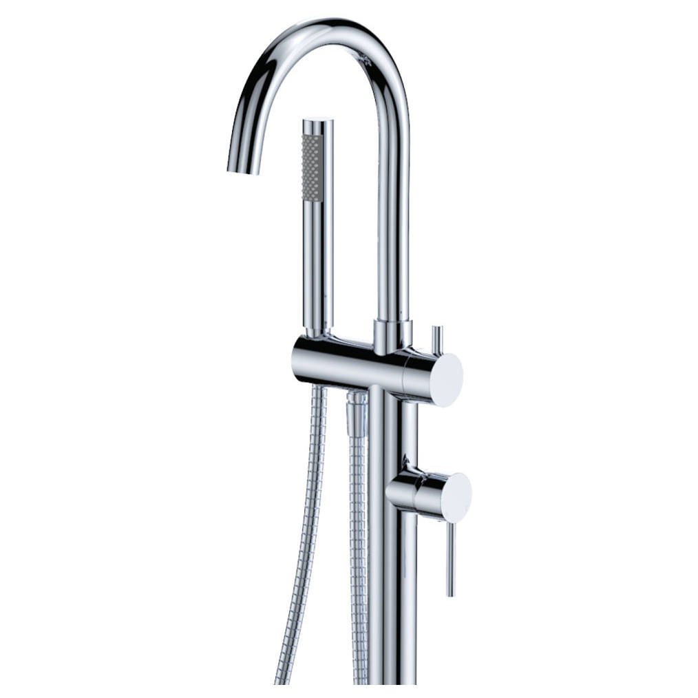 Kaya Floor Mounted Bath Mixer With Hand Shower, Chrome