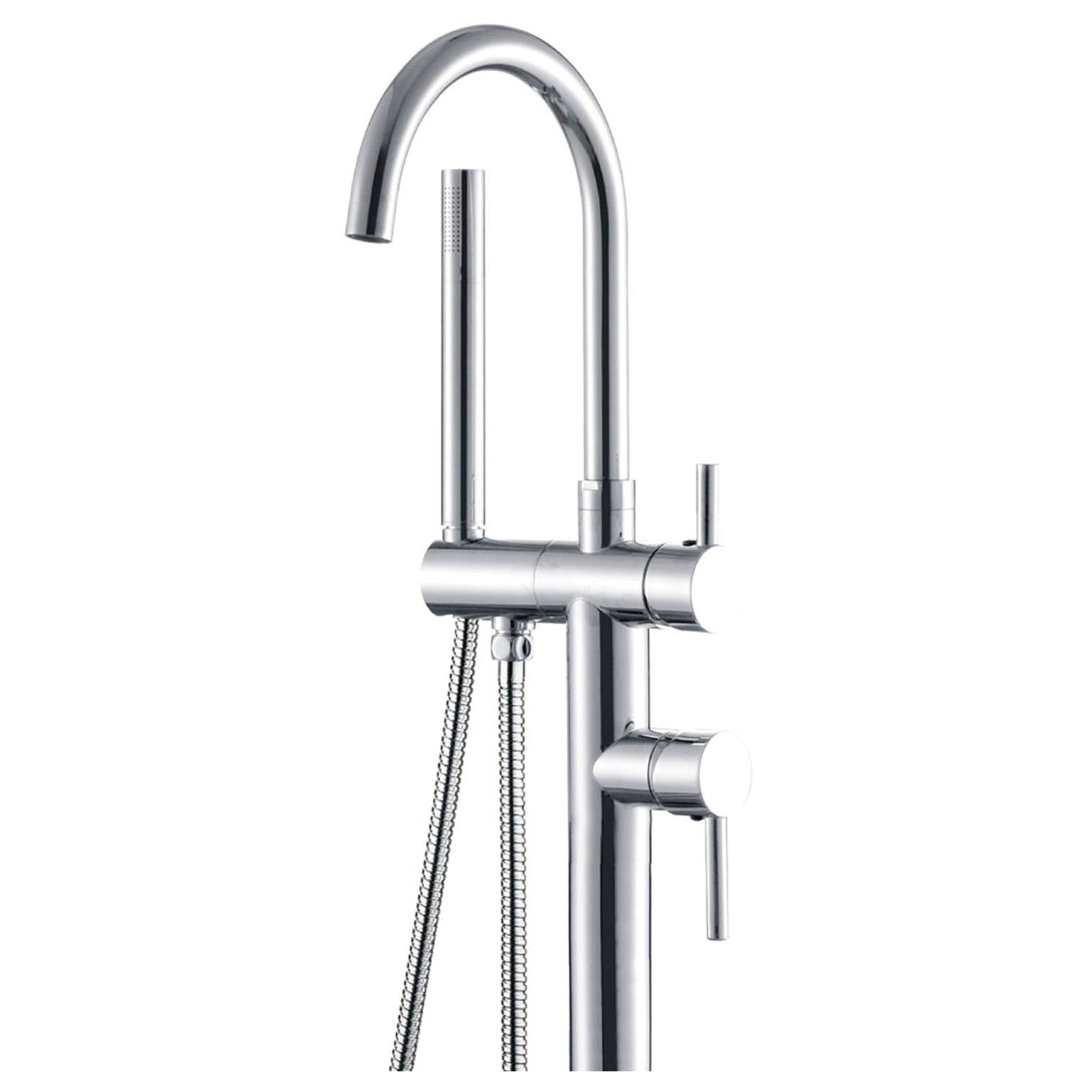 Kaya Floor Mounted Bath Mixer With Hand Shower, Chrome
