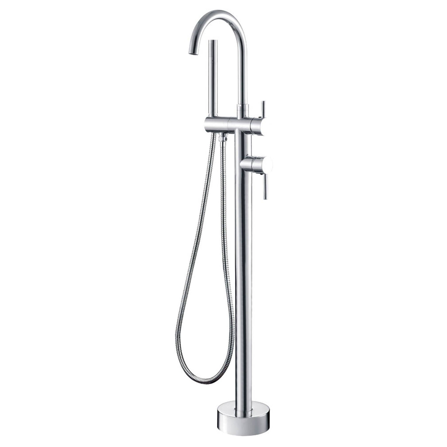 Kaya Floor Mounted Bath Mixer With Hand Shower, Chrome