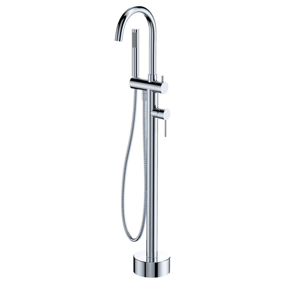 Kaya Floor Mounted Bath Mixer With Hand Shower, Chrome