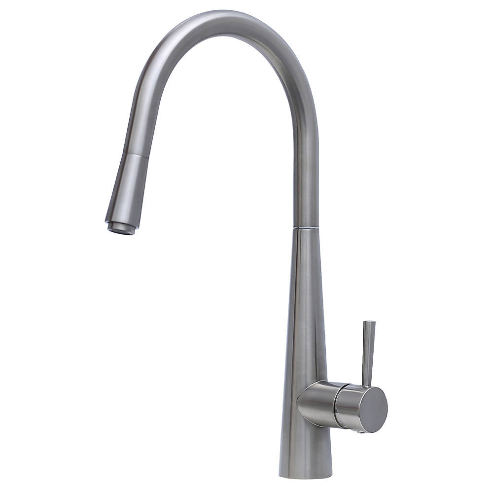 Isabella Deluxe Gooseneck Pull-Out Kitchen Mixer, Brushed Nickel
