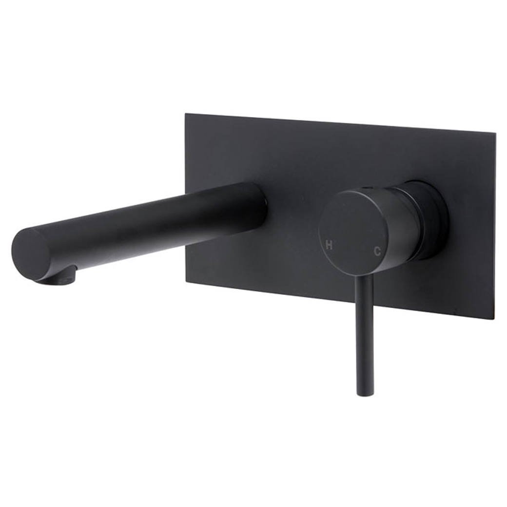 Hustle Wall Mixer With Spout, Matte Black