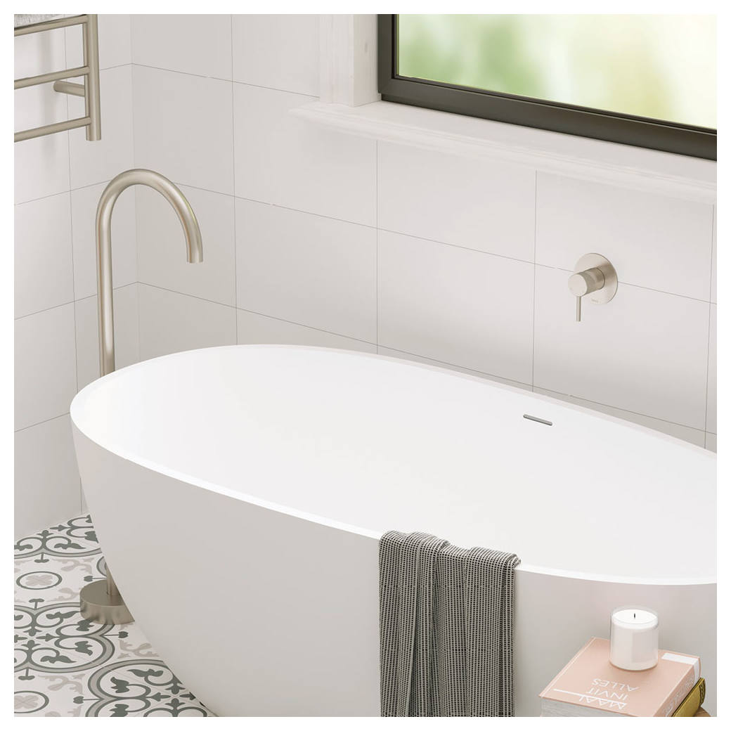 Kaya Wall Mixer, Large Rnd Plate, Brushed Nickel