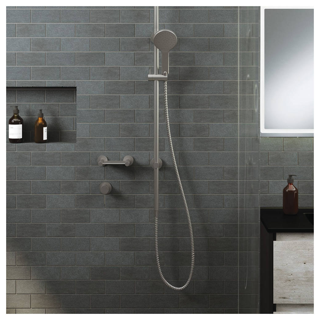 Kaya Wall Mixer, Small Rnd Plate, Gun Metal