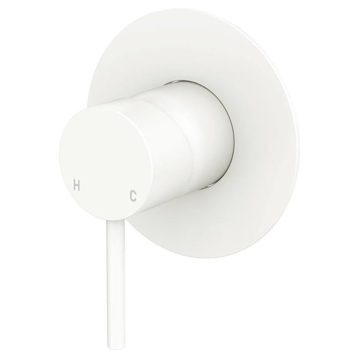 Kaya Wall Mixer, Large Rnd Plate, Matte White