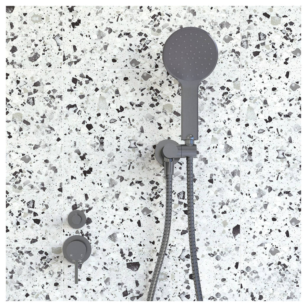 Kaya Wall Diverter Mixer, Small Rnd Plates, Gun Metal